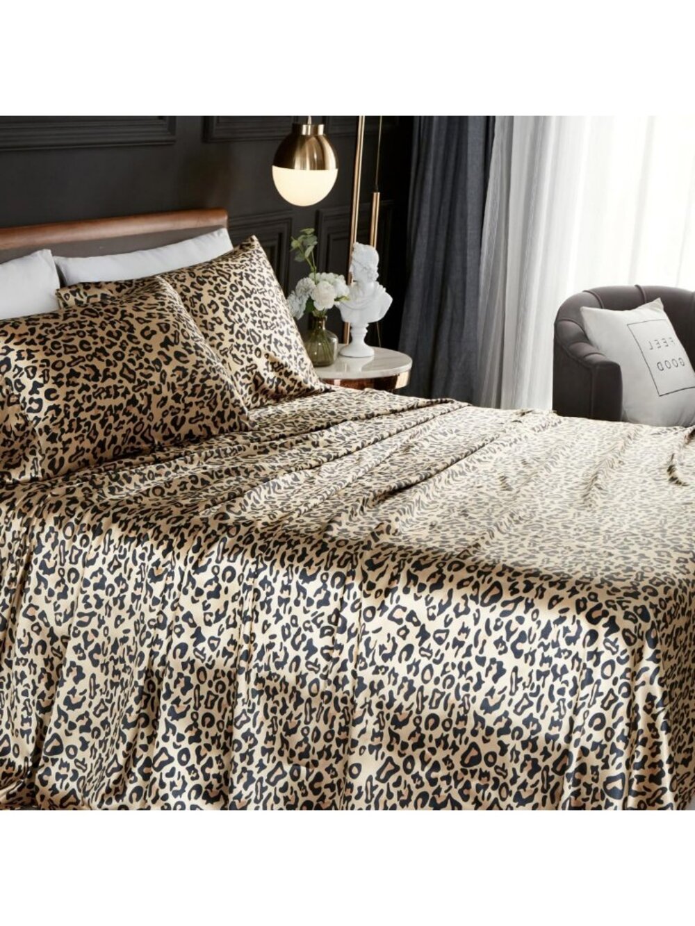 Luxury Satin Queen Sheet Set, 4-Piece Silky Bedding, Deep Pocket, Breathable